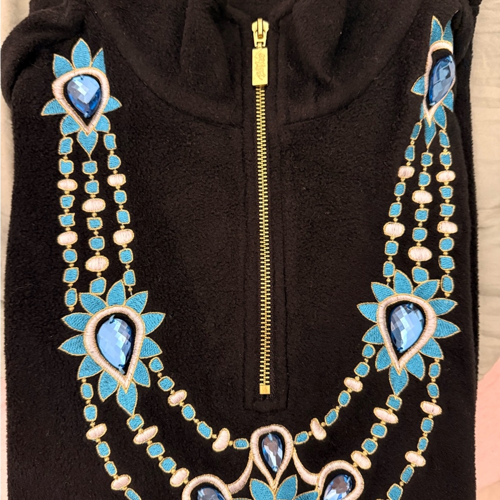 Bob Mackie Black Sweater with Blue Embellishments
